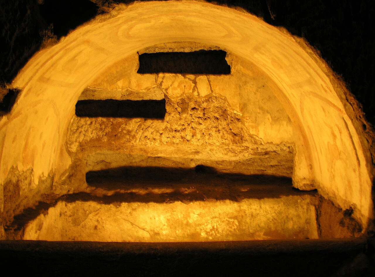 Wall tombs in the Catacombs of Saint Callixtus in Rome